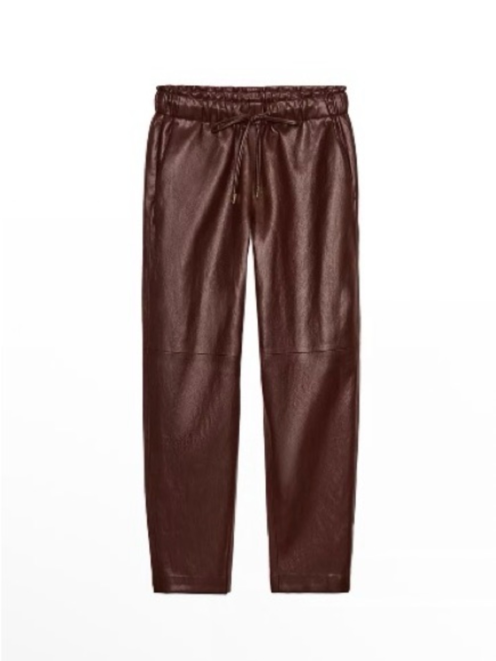 Zara Dark Brown Faux-Leather Jogger Pants
